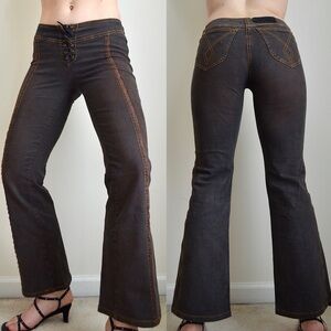 Plein Sud Low Rise Flare Black and Brown Jeans